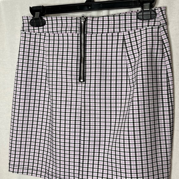 Garage Lavender Check Plaid Print A Line Mini Skirt Pink Purple Y2K Skater Small - Picture 6 of 10